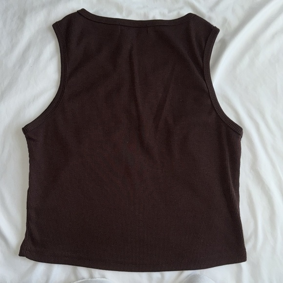 brown embroidered tank top - Picture 2 of 2